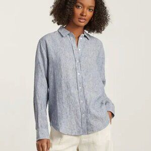 Everlane Linen Relaxed Shirt Blue Pinstripe 0